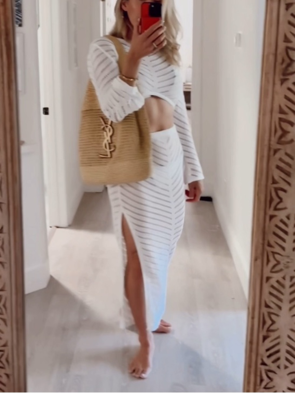 Devon Windsor inspired Cupshe White Knit Two-Piece Swim Coverup Set
